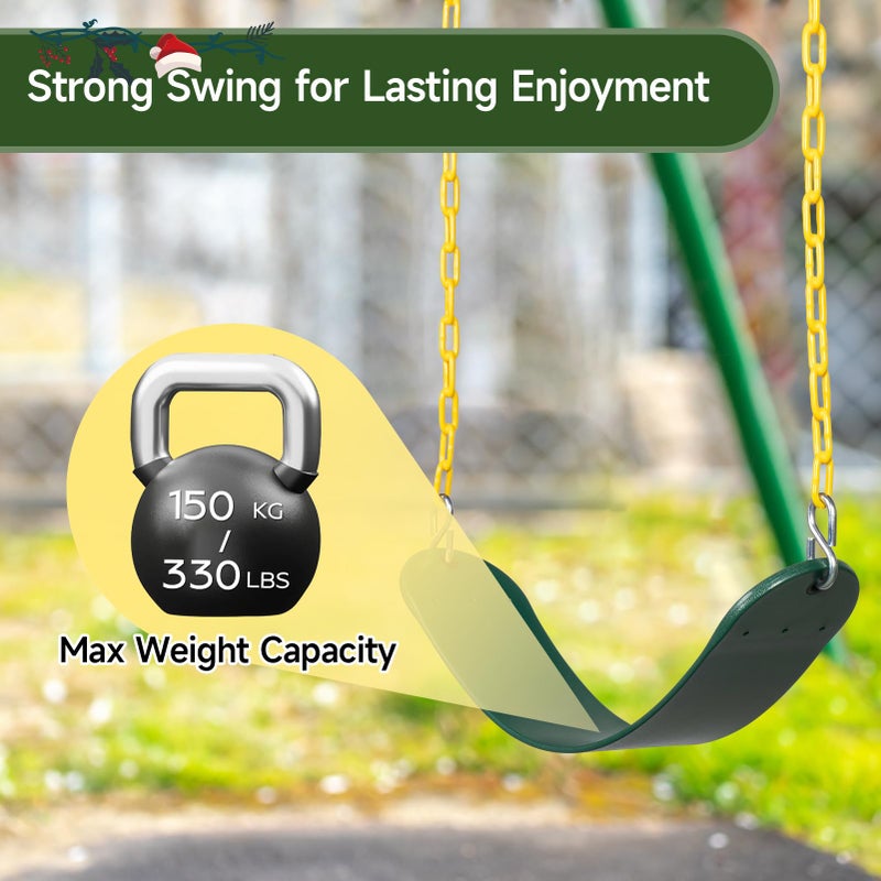 DECORLIFE 2-Pack Swing Seats for Swing Set  Support 330lb  Swings Replacement Kits with Coated Chains for Kids Adults  Swing Set Accessories with Snap Hooks for Outdoor Backyard Playground  Green - Image 5